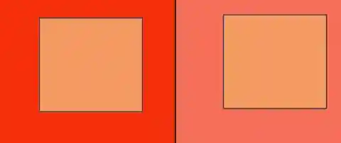 Which of the orange squares is paler?